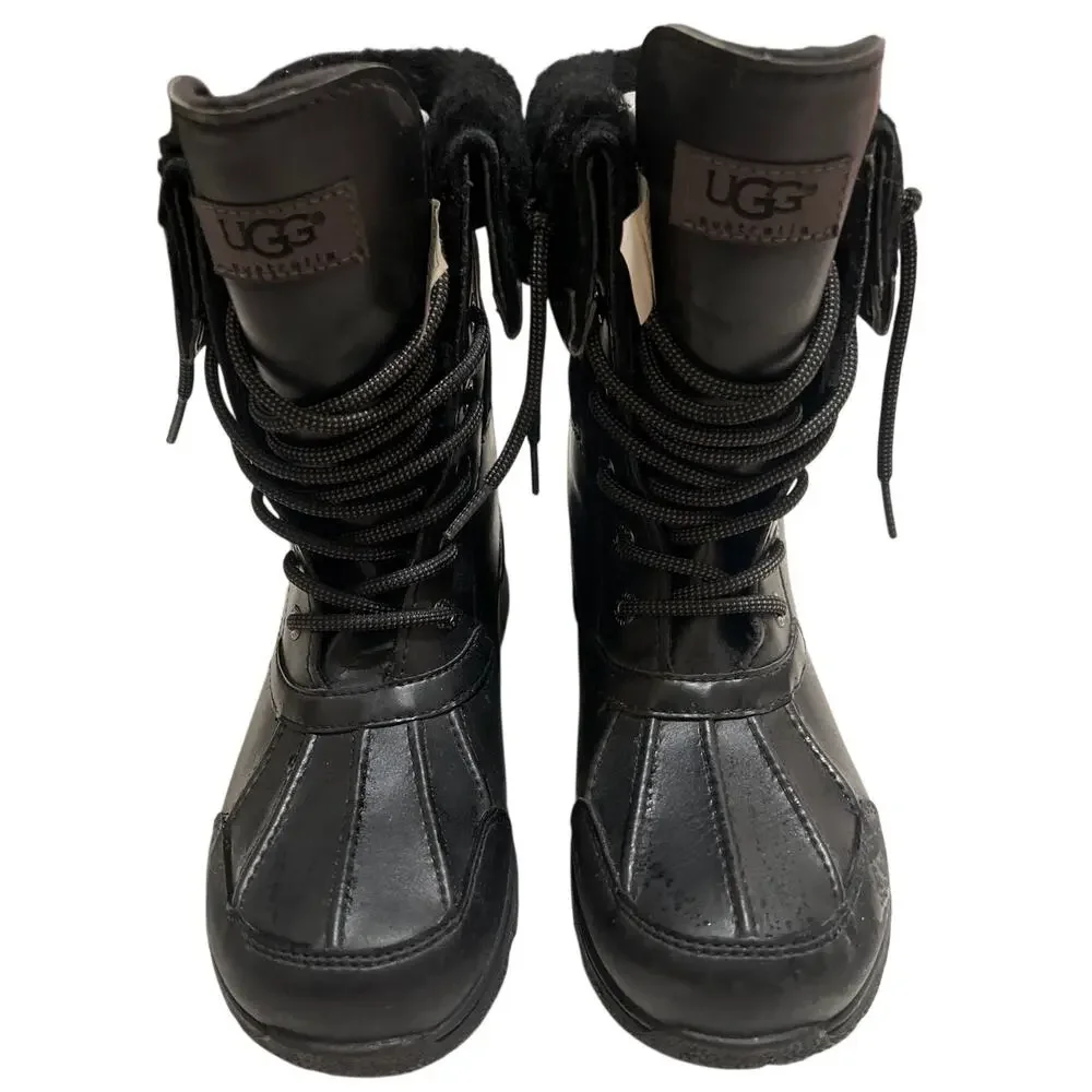 Ugg Kid's Butte II Snow Waterproof Boots Black Big Kid's Size 6 Original Box